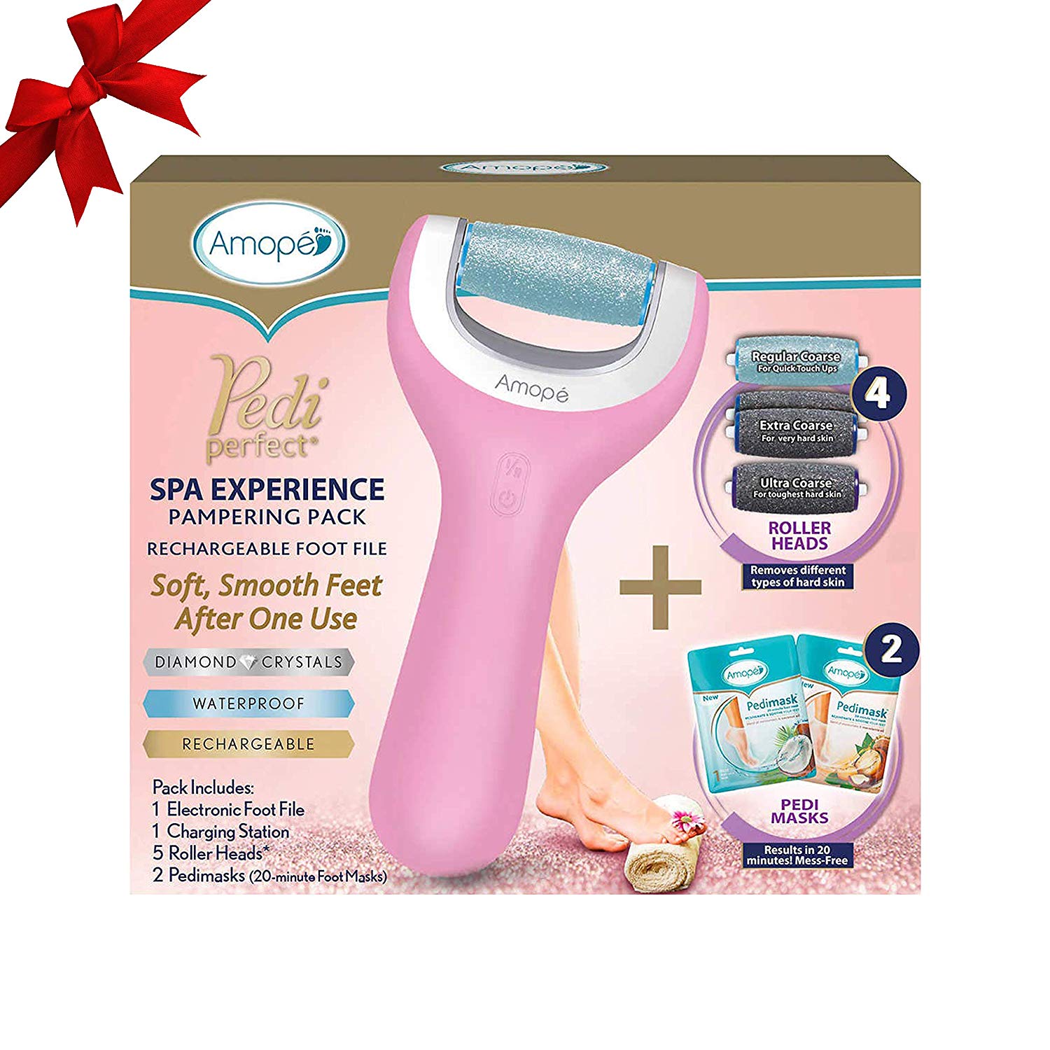 Amope Pedi Perfect Wet & Dry Rechargeable Foot File, Regular Coarse 